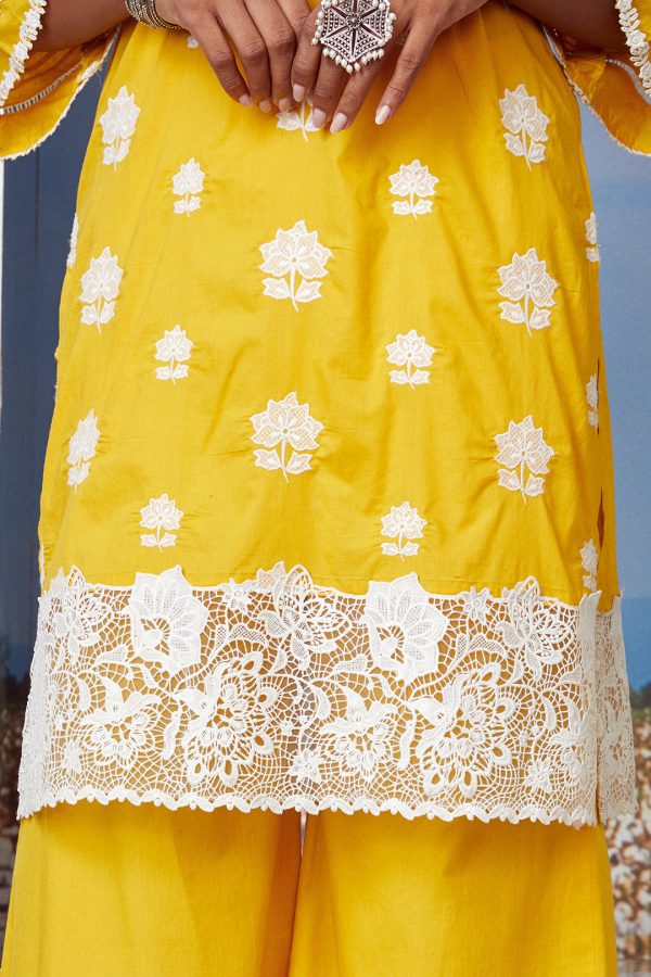 Mulmul Cotton Sunkissed Kurta with Sunkissed Palazzo Cheap