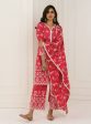 Mulmul Cotton Prini Red Kurta With Prini Red Palazzo on Sale