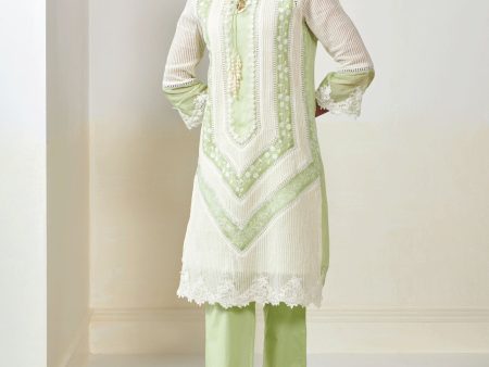 Mulmul Organza Gillian Green Kurta With Cotton Gillian Green Pant Online Sale