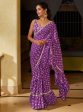 Mulmul Crepe Brahmi Pre-Stitched Purple Saree For Cheap