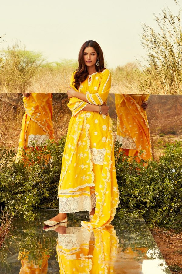 Mulmul Cotton Sunkissed Kurta with Sunkissed Palazzo Cheap