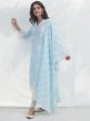 Mulmul Cotton Verlem Blue Kurta With Mulmul Cotton Chemical Lace White Salwar Online now