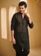 Mulmul Organza Zeke Black Kurta With Mulmul Pima Satin Zeke Black Pyajama Fashion