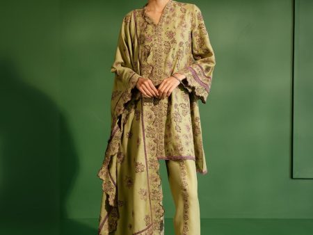 Mulmul Wool Ellis Green Kurta With Mulmul Wool Ellis Green Pant Online now