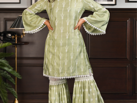 Japanese Silk Caia Kurta With Caia Pyajama Hot on Sale