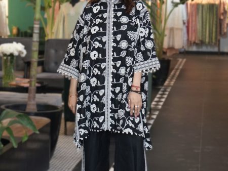 Mulmul Wool Ashby Black Kurta With Mulmul Wool Ashby Black Pant Hot on Sale