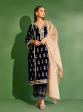 Mulmul Velvet Kumani Navy Kurta With Mulmul Velvet Kumani Navy Pant Online Hot Sale