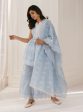 Mulmul Cotton Yana Blue Kurta With Yana Blue Palazzo Online Sale