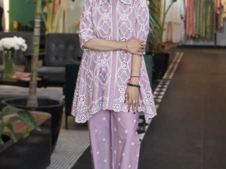 Mulmul Cotton Prue Lilac Shirt With Mulmul Cotton Prue Lilac Pant Supply