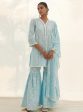 Mulmul Cotton Zarani Blue Kurta With Mulmul Cotton Zarani Blue Garara Online Hot Sale