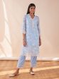 Mulmul Organza Delilah Blue Kurta With Pima Cotton Maisy Blue Pant For Sale