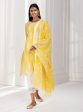 Mulmul Cotton Zuluk Yellow Kurta With Irena White Pant Sale