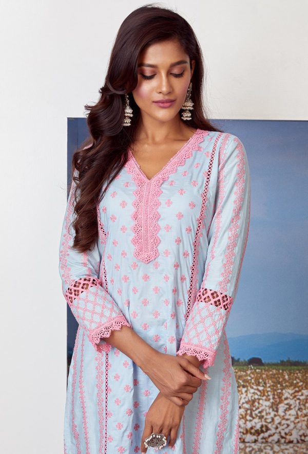 Mulmul Cotton Daydream Kurta With Daydream pyajama Online now