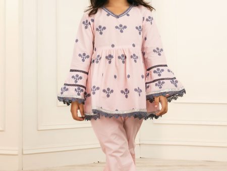 Mulmul Cotton Bud Pink Kurta With Bud Pink Pyajama on Sale