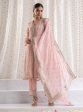 Mulmul Organza Sawariya Pink Kurta With  Mulmul Pima Sawariya Pink Pant Online now