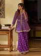 Mulmul Pima Bisini Purple Top With Mulmul Bisini Purple Sharara Online Hot Sale