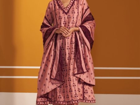 Mulmul Wool Selby Pink Kurta With Mulmul Wool Selby Pink Pant Online now