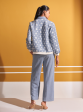 Mulmul Lurex Knit Edith Blue Jacket With Mulmul Lurex Knit Edith Blue Pant Fashion