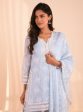 Mulmul Organza Luna Blue Kurta With Supima Cotton Luna Blue Garara For Discount