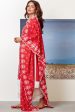 Mulmul Cotton Lakeshore Red Kurta With Two Lace White Palazzo For Discount