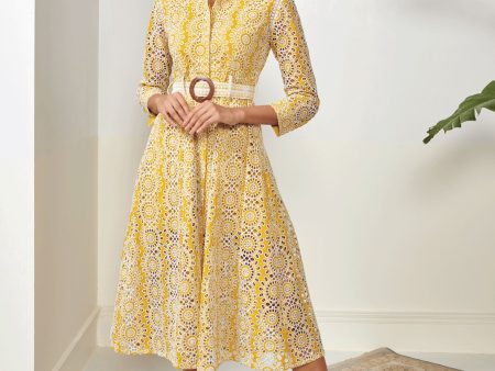 Mulmul Cotton Remy Mustard Dress For Discount