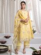 Mulmul Organza Jugni Yellow Kurta With Mulmul Pima Jugni Yellow Pant Hot on Sale