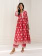 Mulmul Cotton Malana Red Kurta With Malana Red Palazzo on Sale