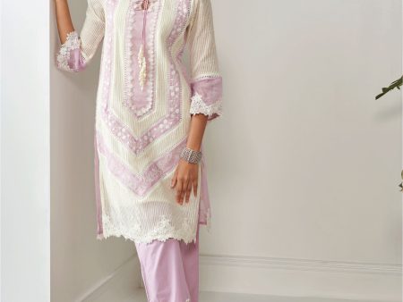 Mulmul Organza Gillian Lilac Kurta With Cotton Gillian Lilac Pant Discount