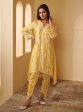 Mulmul Cupro Silk Semya Yellow Kurta With Semya Yellow Dhoti Pant Online