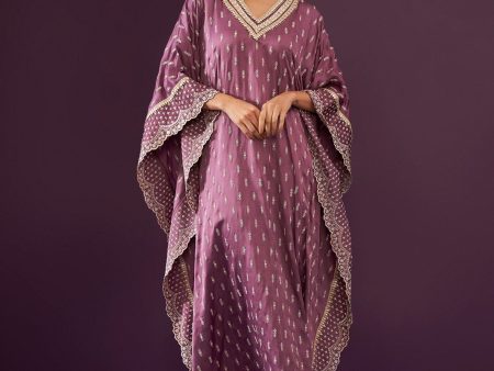 Mulmul Cupro Satin Florian Purple kaftan Online