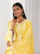 Mulmul Cotton Zuluk Yellow Kurta With Irena White Pant Sale