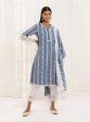 Mulmul Cotton Sainj Blue Kurta With Embroidered Organza Scallop White Pant Online Hot Sale