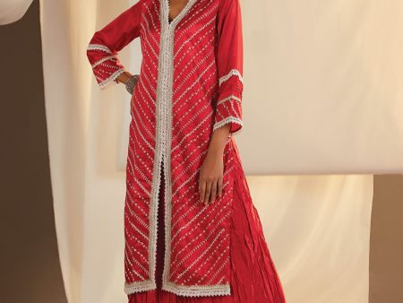 Japanese Silk Blythe Red Kurta With Blythe Red Pyajama Fashion