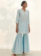 Mulmul Cotton Zarani Blue Kurta With Mulmul Cotton Zarani Blue Garara Online Hot Sale