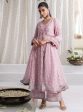 Mulmul Organza Ghoomar Anarkali Pink Kurta With Mulmul Pima Ghoomar Pink Pant For Sale