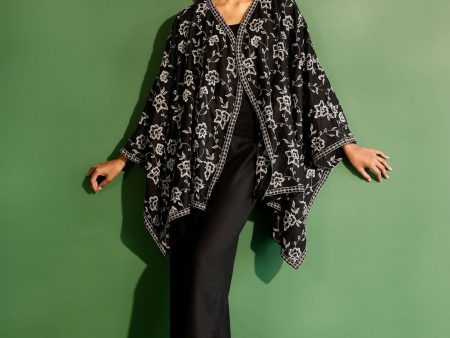 Mulmul Wool Fawn Black kaftan with Wool Fawn Black Pant Supply