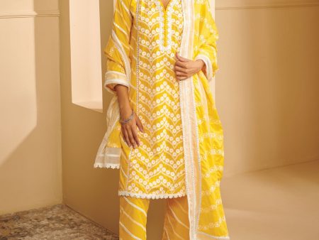 Mulmul Cotton Nasreen Mango Kurta With Nasreen Mango Pant Cheap