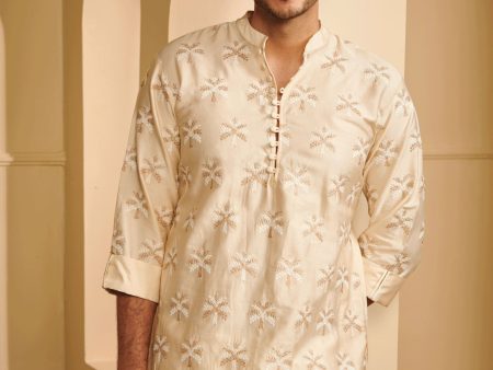 Mulmul Pima Satin Neo Off White Kurta With Mulmul Pima Satin Neo Off White Pyajama Online Hot Sale