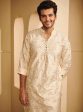 Mulmul Pima Satin Neo Off White Kurta With Mulmul Pima Satin Neo Off White Pyajama Online Hot Sale