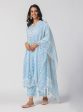 Mulmul Organza Valerie Anarkali Blue Kurta With Supima Cotton Valerie Blue Pant Online now