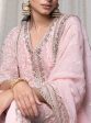 Mulmul Organza Sawariya Pink Kurta With  Mulmul Pima Sawariya Pink Pant Online now