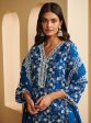 Mulmul Cotton Tahira Navy Kurta With Mulmul Cotton Rylee White Palazzo Supply