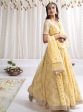 Mulmul Organza Madhvi Yellow Lehenga Online now