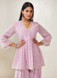 Mulmul Georgette Isra Lilac Kurta With Isra Lilac Sharara Cheap