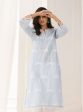 Mulmul Cotton Arki Blue Kurta With Rylee White Palazzo Hot on Sale