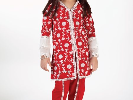 Mulmul Cotton Feliz Kurta Red With Feliz Dhoti Red Discount