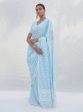 Mulmul Cotton Chikli Blue Saree For Discount