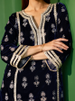 Mulmul Velvet Kumani Navy Kurta With Mulmul Velvet Kumani Navy Pant Online Hot Sale