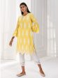 Mulmul Cotton Zuluk Yellow Kurta With Irena White Pant Sale