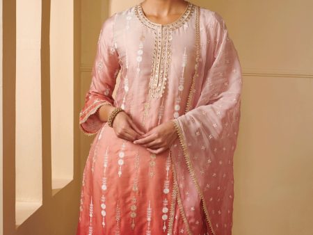 Mulmul Cupro Silk Tiya Pink Kurta With Tiya Pink Pant Cheap